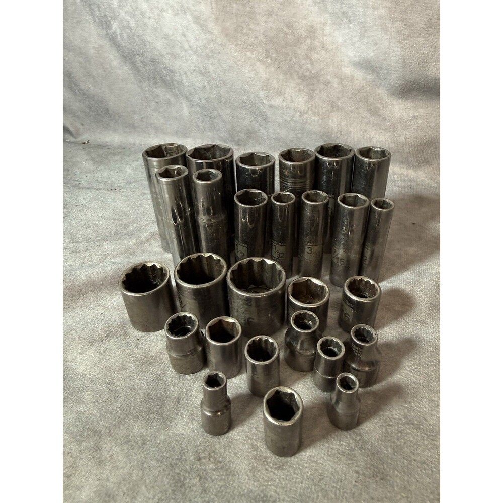 Lot Of 27 Craftsman Sockets, Standard And Metric Mixed Lot